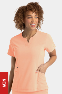 4802 Notched Crew Neck Top